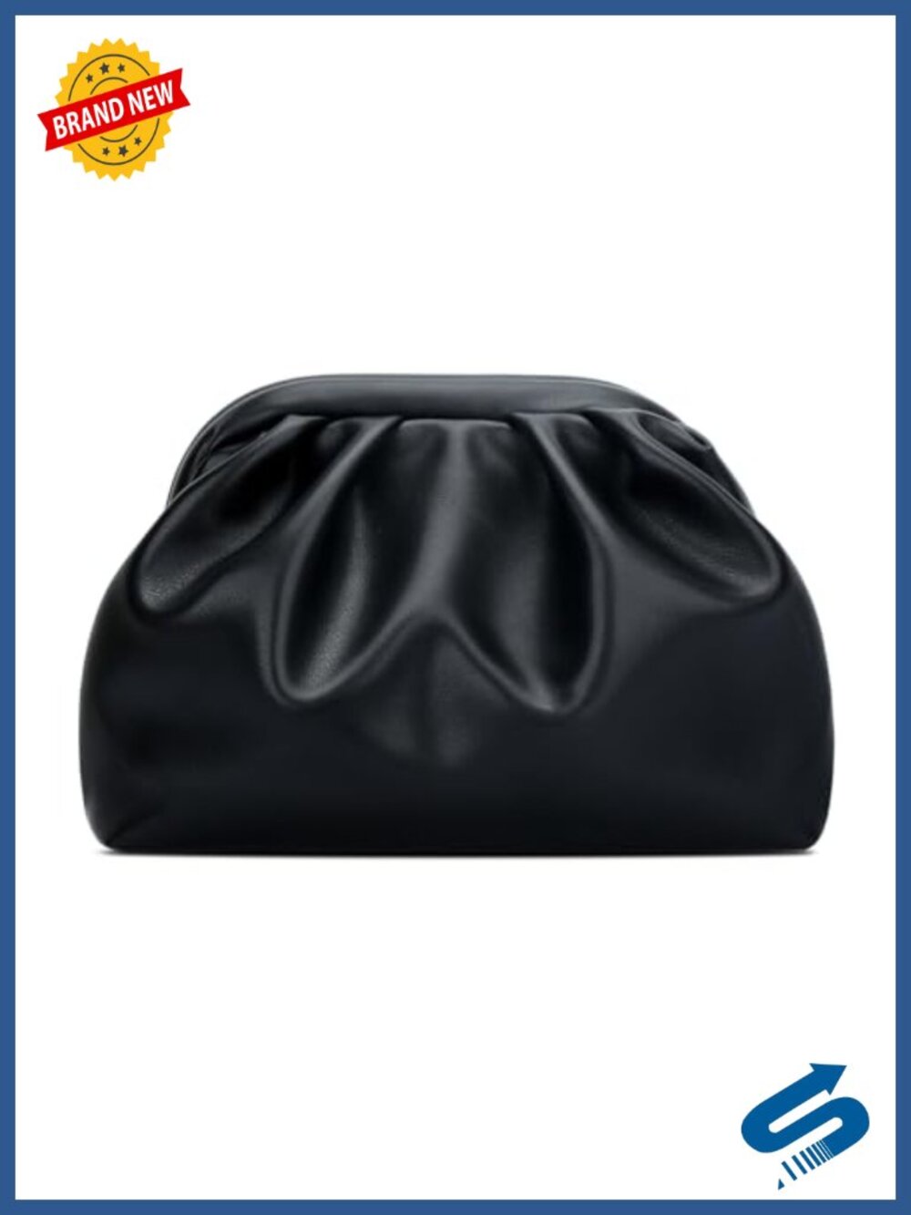 Vegan Leather Ruched Clutch Crossbody Evening Bag Detachable Chain Strap